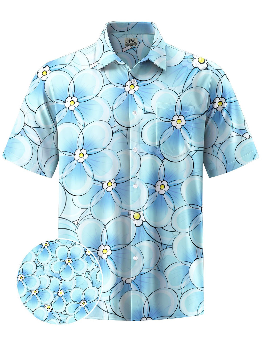 Alohadaddy® Hawaiian Flowers Print Chest Pocket Mens Short Sleeve Shirt Big &amp; Tall