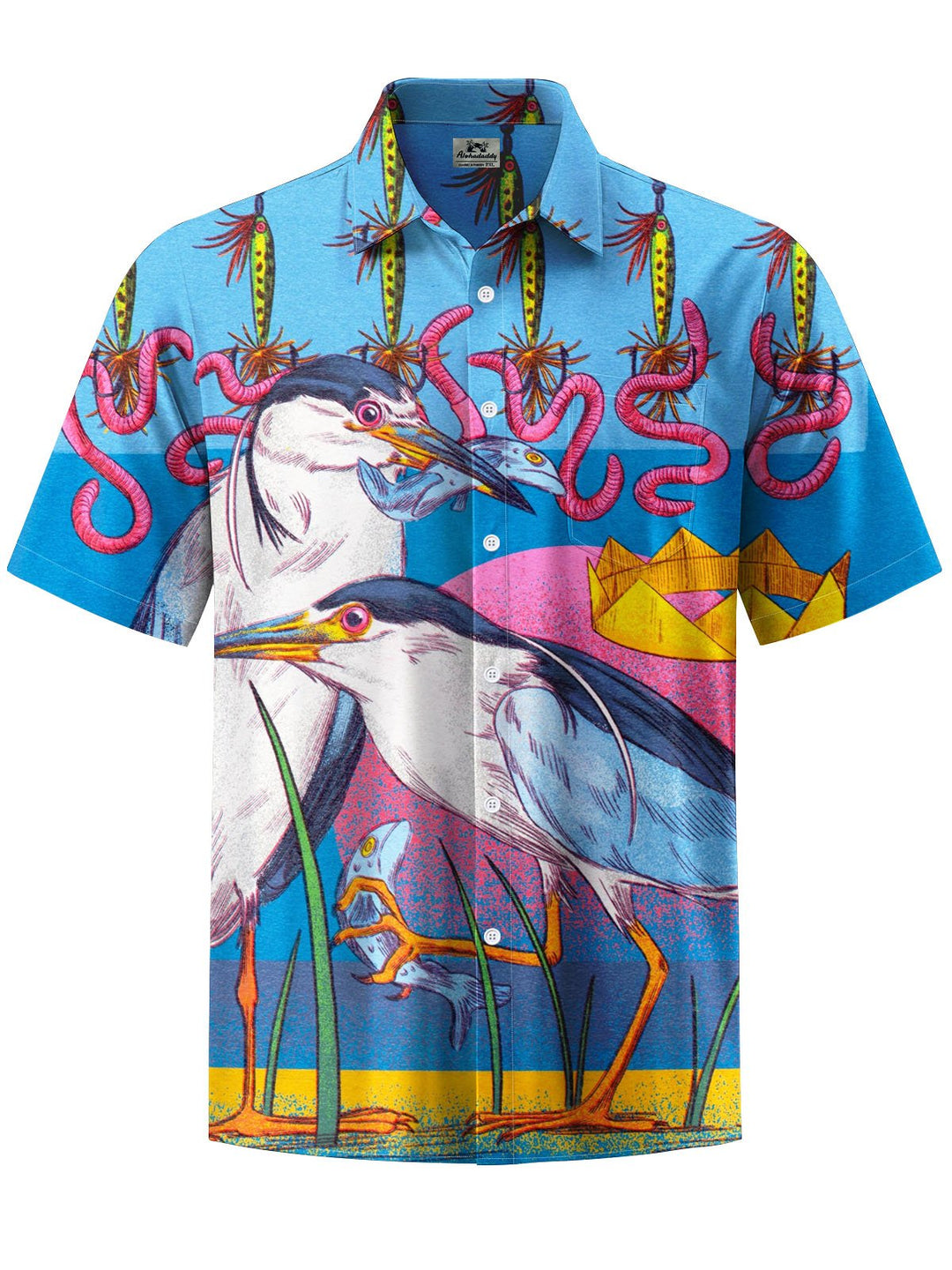 Alohadaddy® Vintage Bird Print Chest Pocket Men&