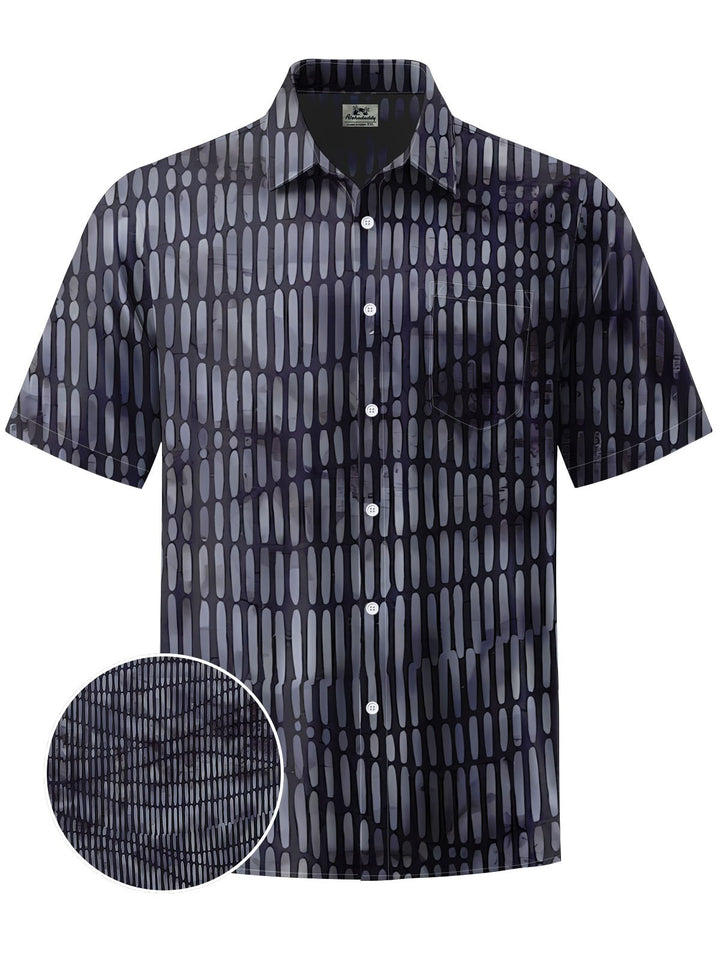 Alohadaddy® Casual Stripe Art Print Chest Pocket Men&