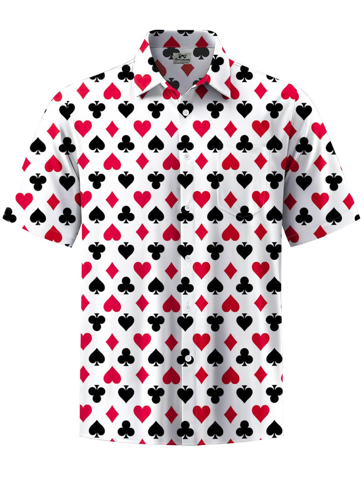 Alohadaddy® Casual Poker Geometric Art Print Chest Pocket Men&