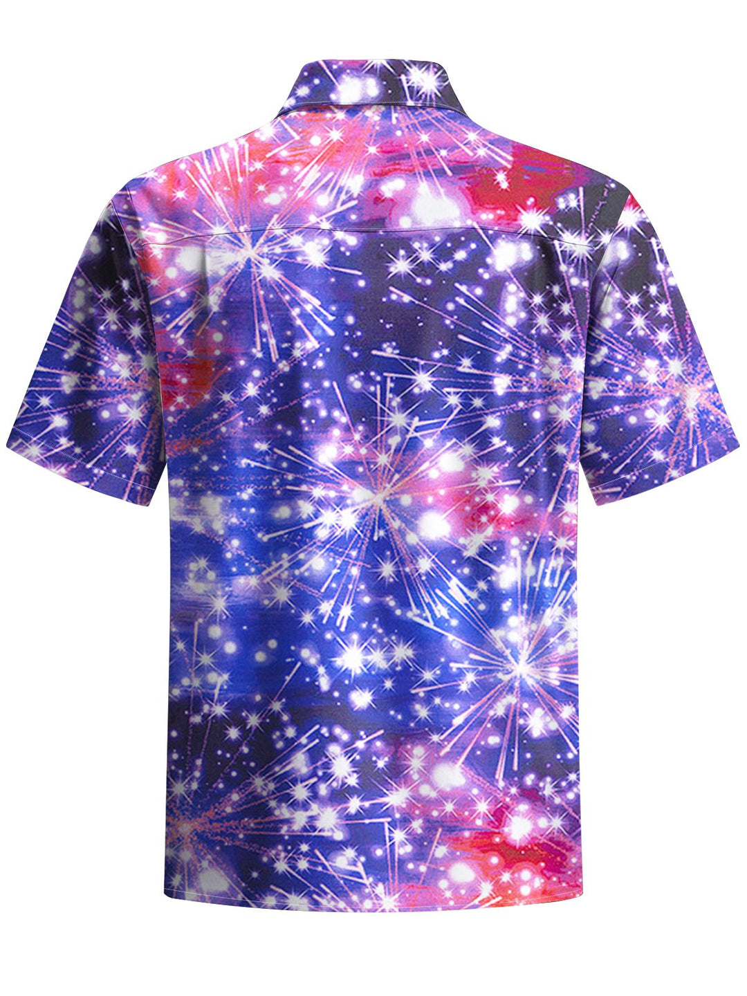 Alohadaddy® Casual Fireworks Art Print Chest Pocket Mens Short Sleeve Shirt Big &amp; Tall