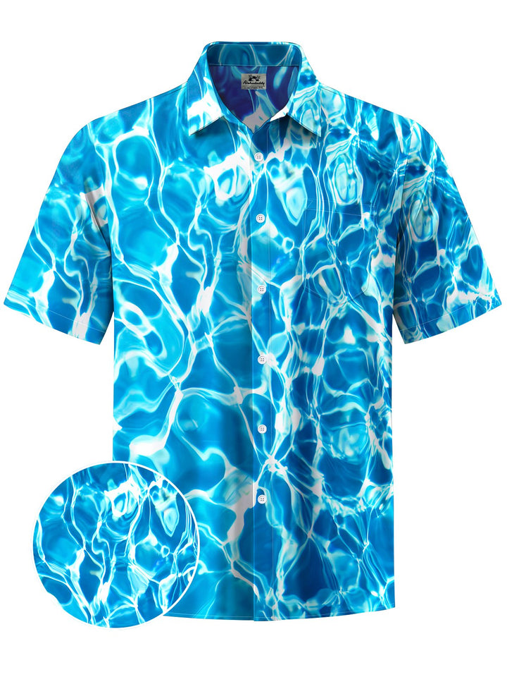 Alohadaddy® Hawaiian Wave Art Print Chest Pocket Men&