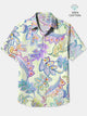 Alohadaddy® Hawaiian Leaves Art Print Chest Pocket Mens Cotton Short Sleeve Shirt Big & Tall