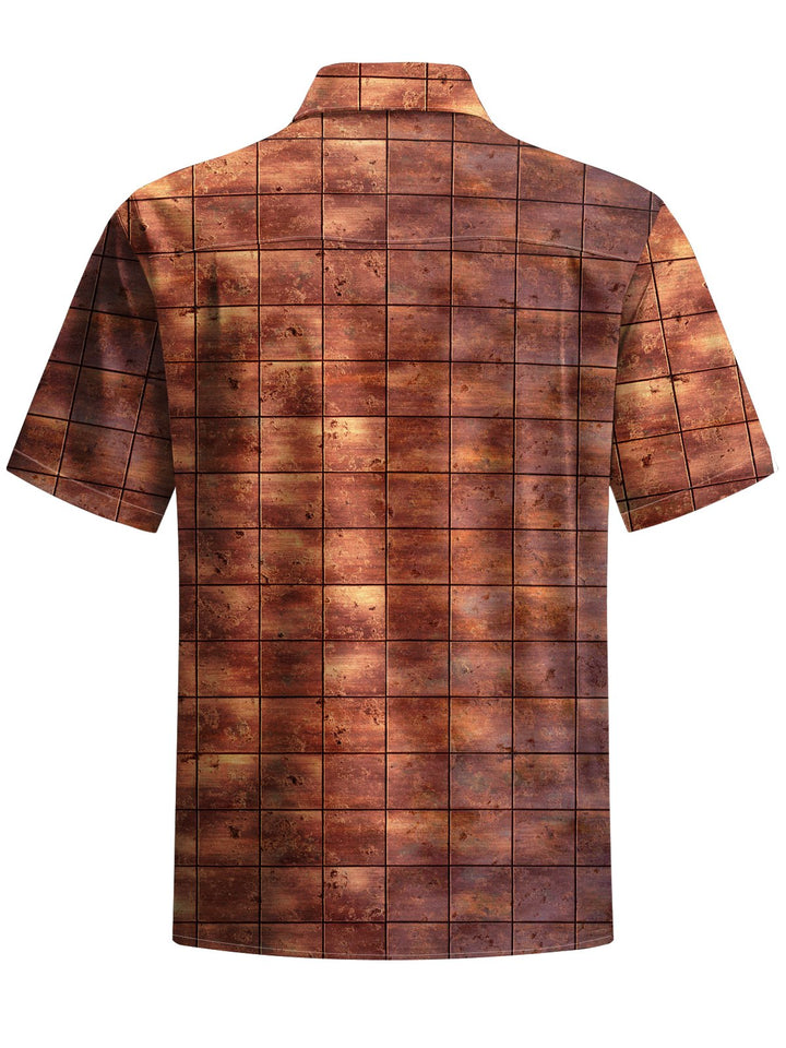 Alohadaddy® Casual Plaid Art Print Chest Pocket Mens Short Sleeve Shirt Big &amp; Tall