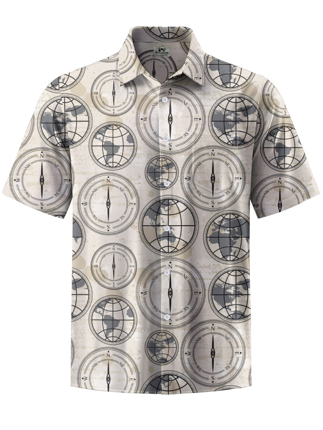 Alohadaddy® Vintage Nautical Geometric Art Print Chest Pocket Men&