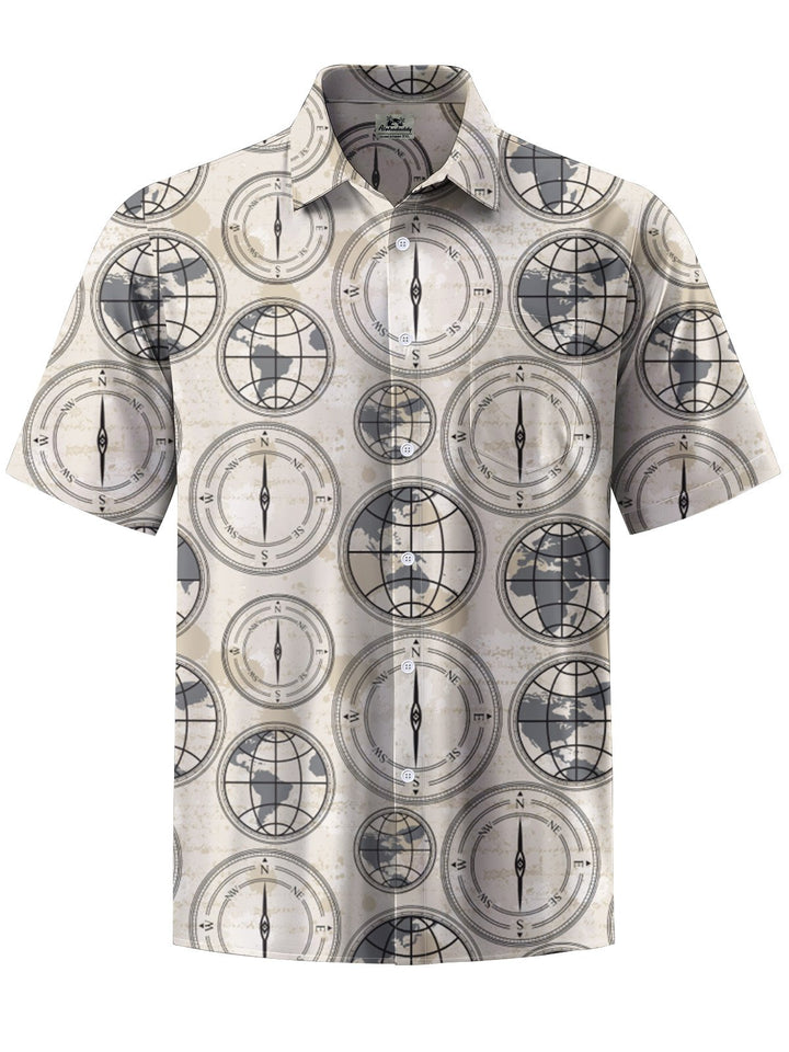 Alohadaddy® Vintage Nautical Geometric Art Print Chest Pocket Men&