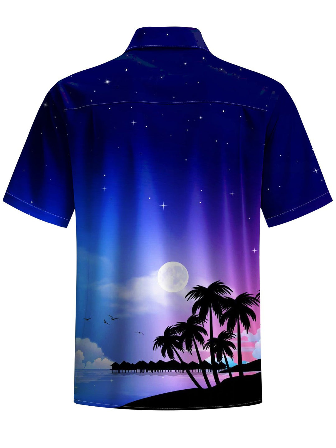 Alohadaddy® Hawaii Palm Tree Art Print Chest Pocket Moisture Wicking Mens Short Sleeve Shirt Big &amp; Tall