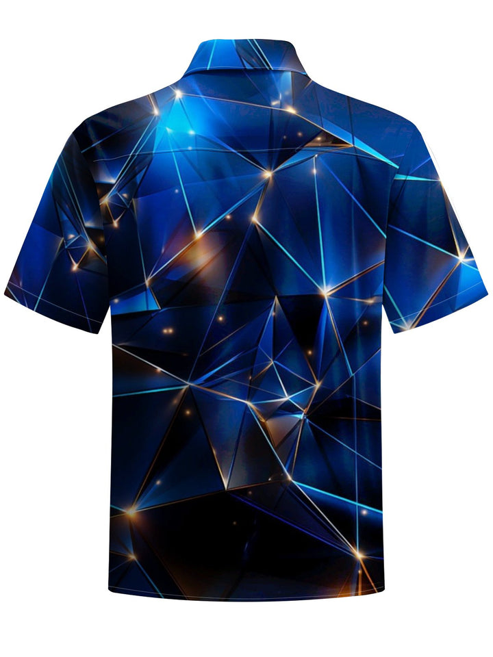 Alohadaddy® Casual Geometric Art Print Chest Pocket Men&
