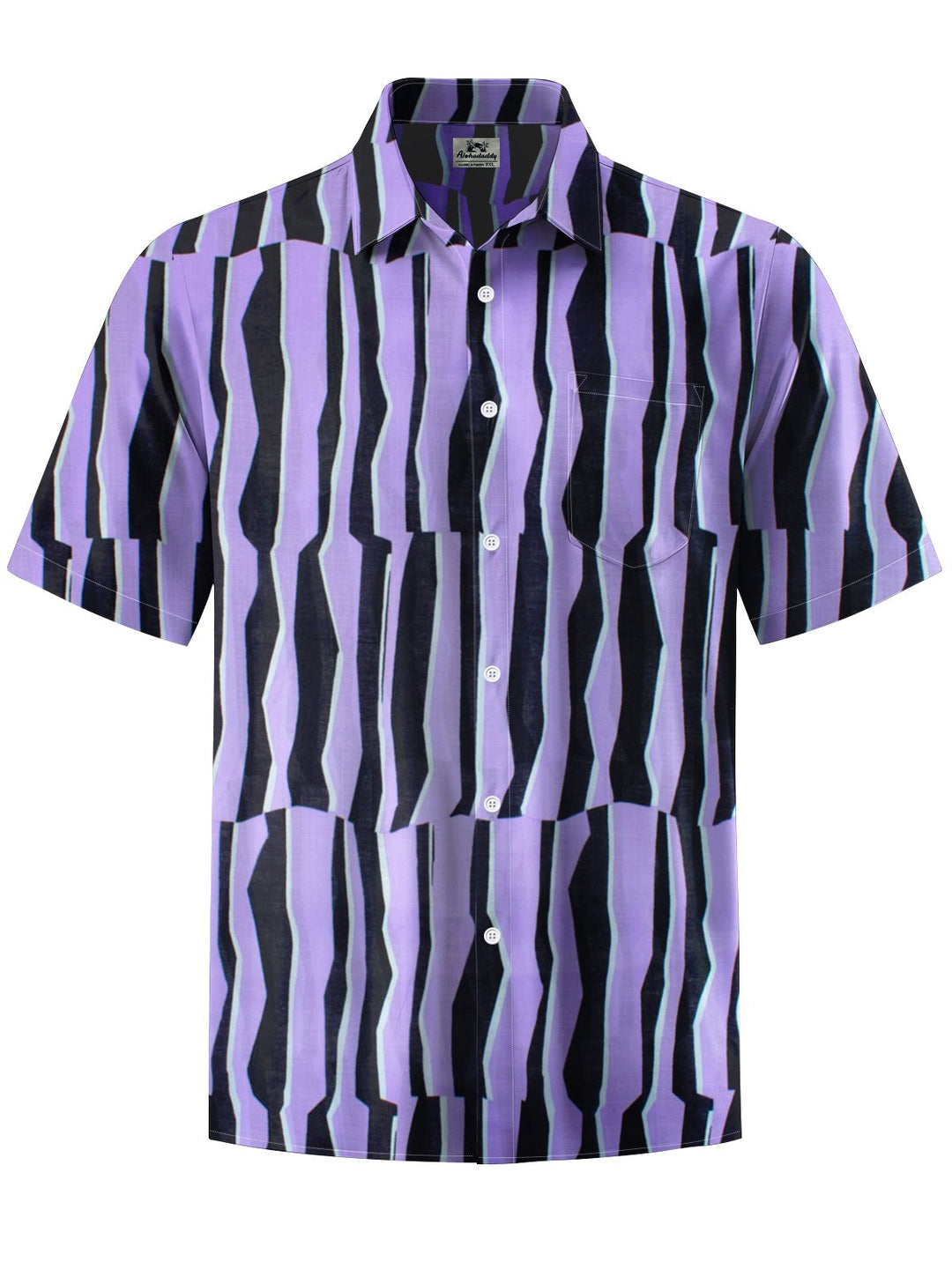 Alohadaddy® Casual Striped Art Print Chest Pocket Moisture Wicking Men&