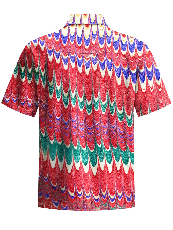 Alohadaddy® Casual Hawaiian Abstract Art Print Chest Pocket Men&