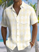 Alohadaddy® Men's Casual Plaid Art Print Moisture-Wicking Chest Pocket Short Sleeve Shirt Big & Tall