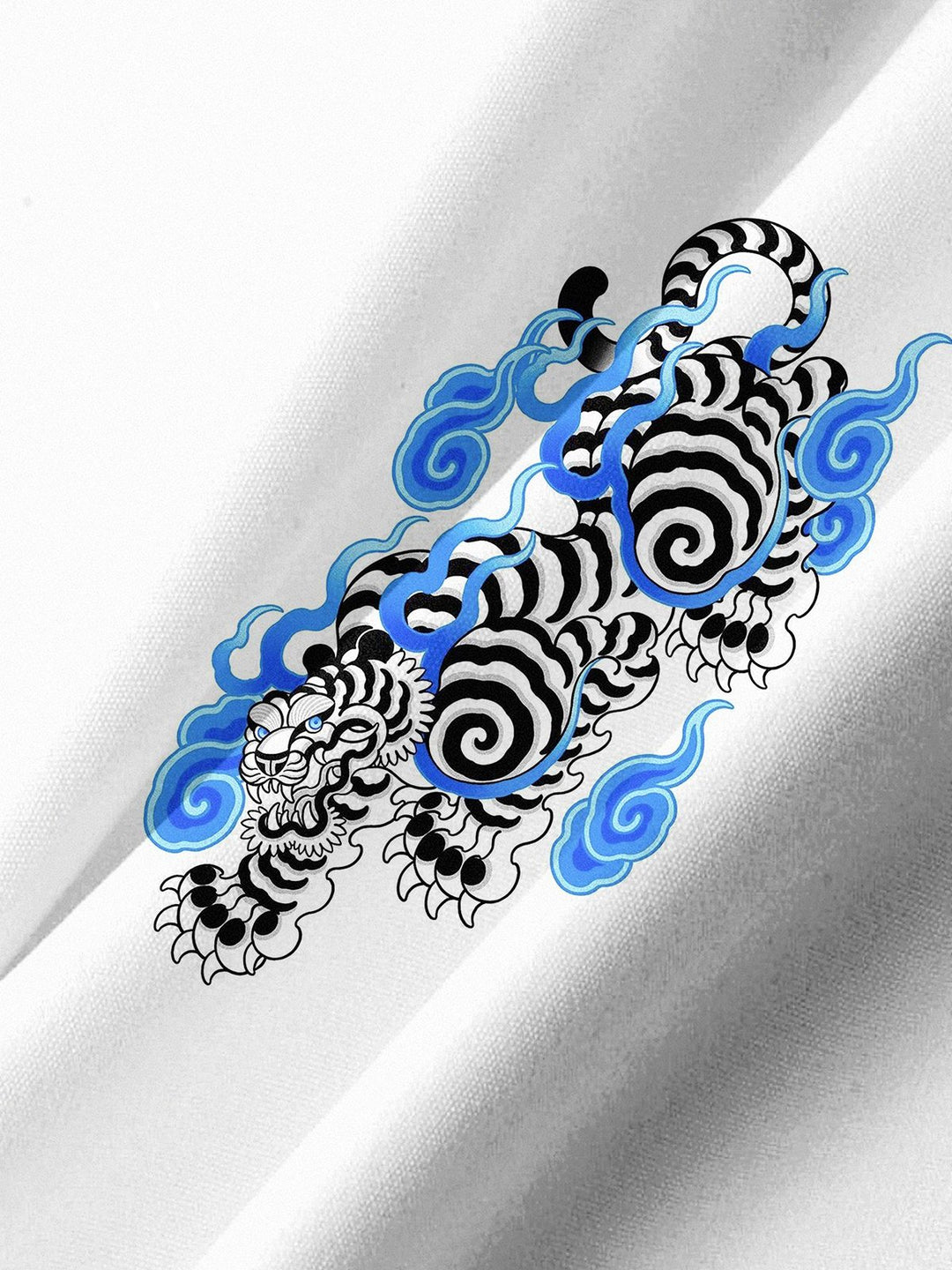 Alohadaddy® Casual Tiger Art Print Chest Pocket Stretch Men&