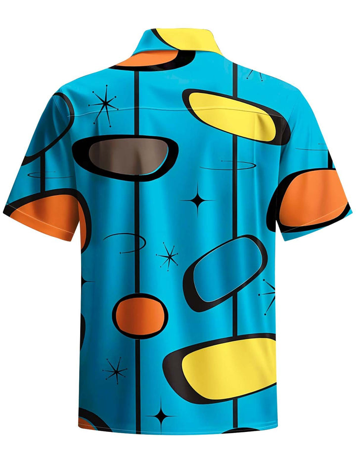 Alohadaddy® Vintage Geometric Art Print Chest Pocket Men&