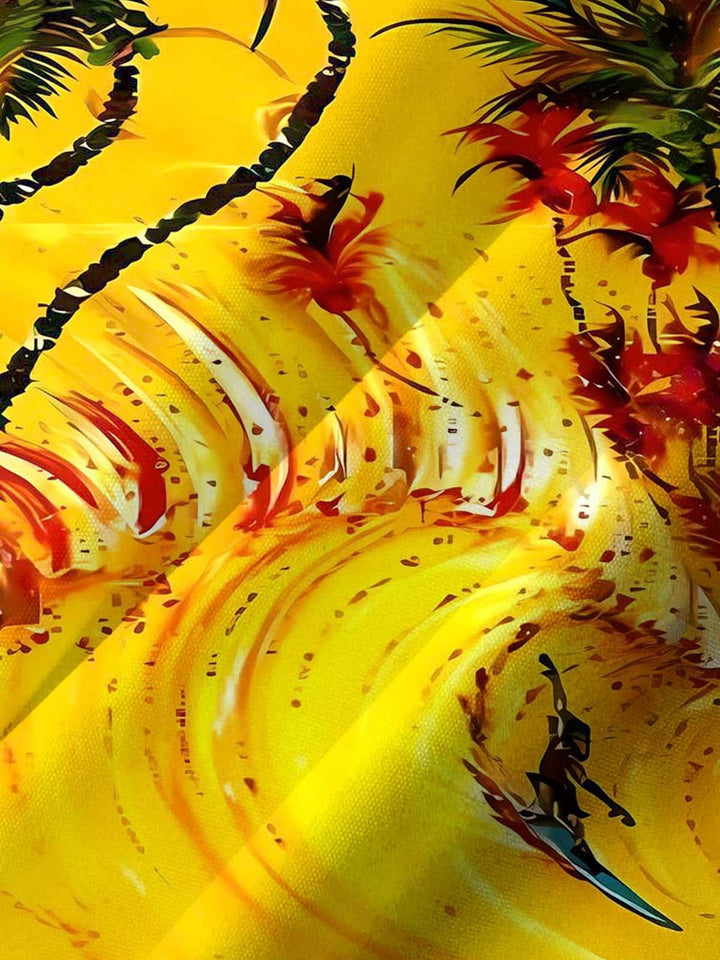 Alohadaddy® Hawaiian Surf Palm Tree Art Print Pocket Stretch Men&