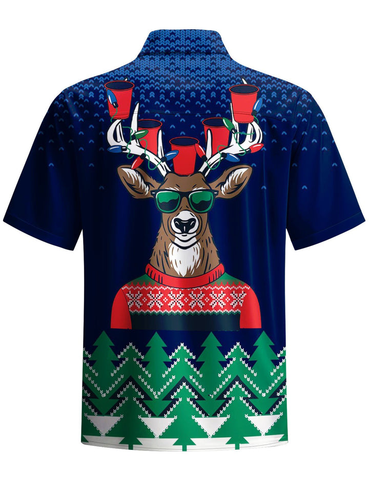 Alohadaddy® Holiday Christmas Elk Print Art Pocket Stretch Men&