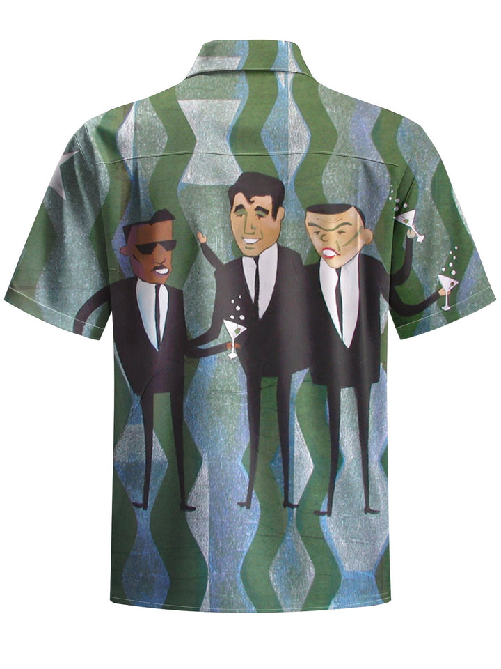 Alohadaddy®  Retro 1950s Mid-century Atomic Age Geometric Cocktail Graphic Print Men&