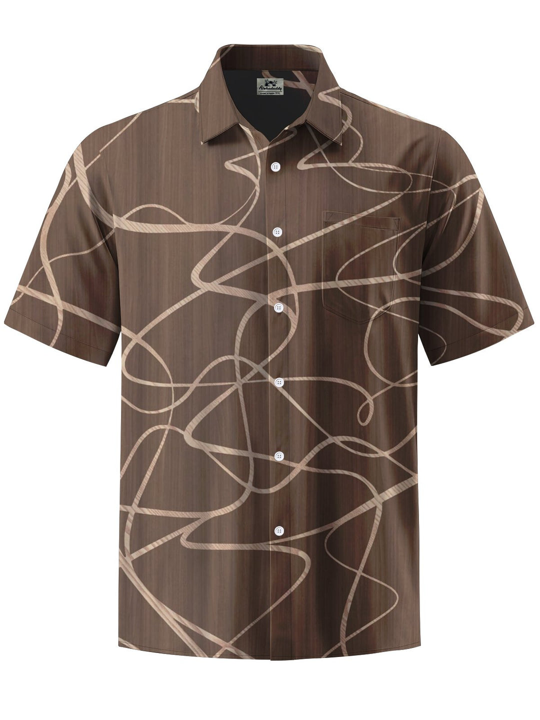 Alohadaddy® Retro Abstract Lines Print Art Elastic Pocket Button Men&