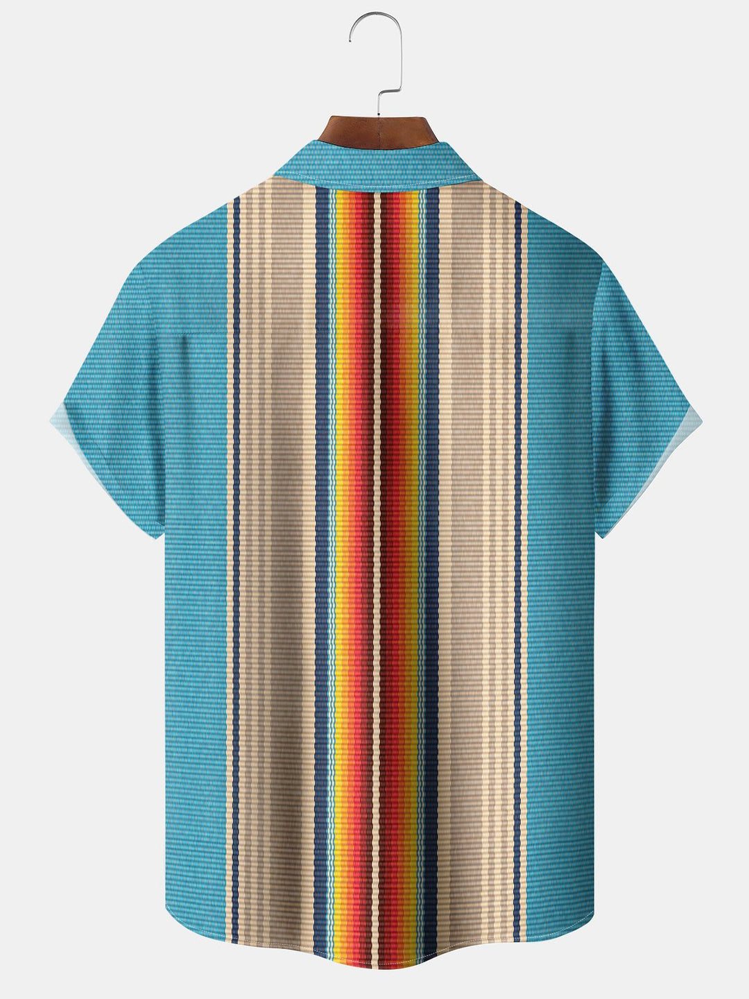 Alohadaddy® Vintage Stripe Print Pocket Button Stretch Men&