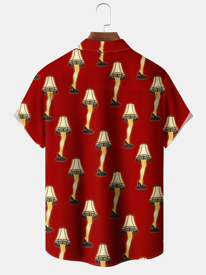 Alohadaddy® Christmas Leg Light Print Pocket Elastic Button Closure Men&