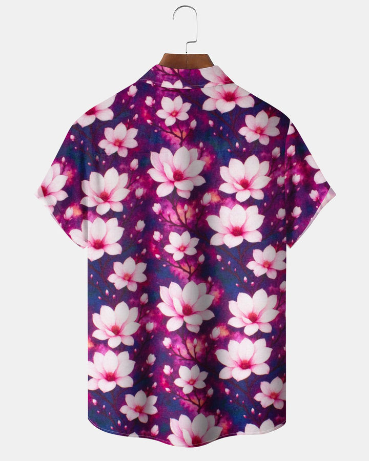 Alohadaddy® Vintage Floral Print Pocket Elastic Button Men&