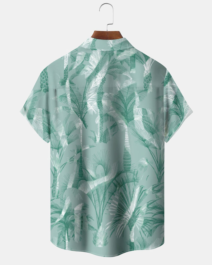 Alohadaddy® Hawaiian Leaf Print Art Button Cardigan with Pockets Men&