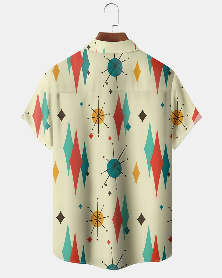 Alohadaddy® Casual Abstract Geometric Print Art Button-Down Cardigan Men&