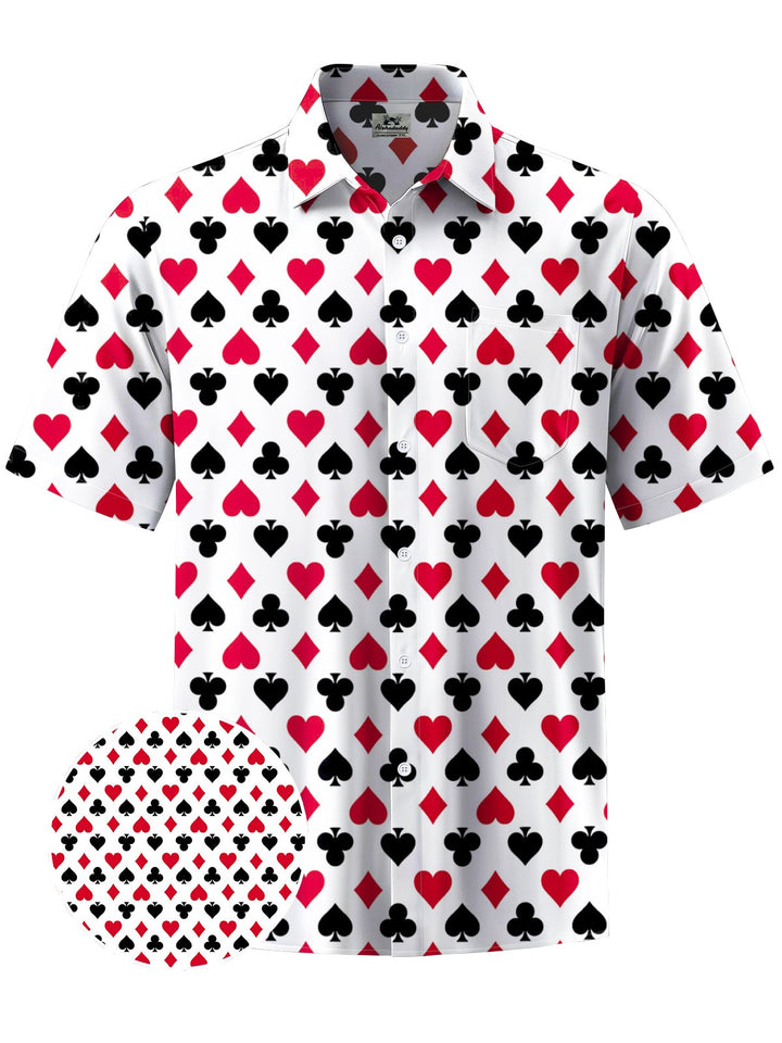 Alohadaddy® Casual Poker Geometric Art Print Chest Pocket Men&