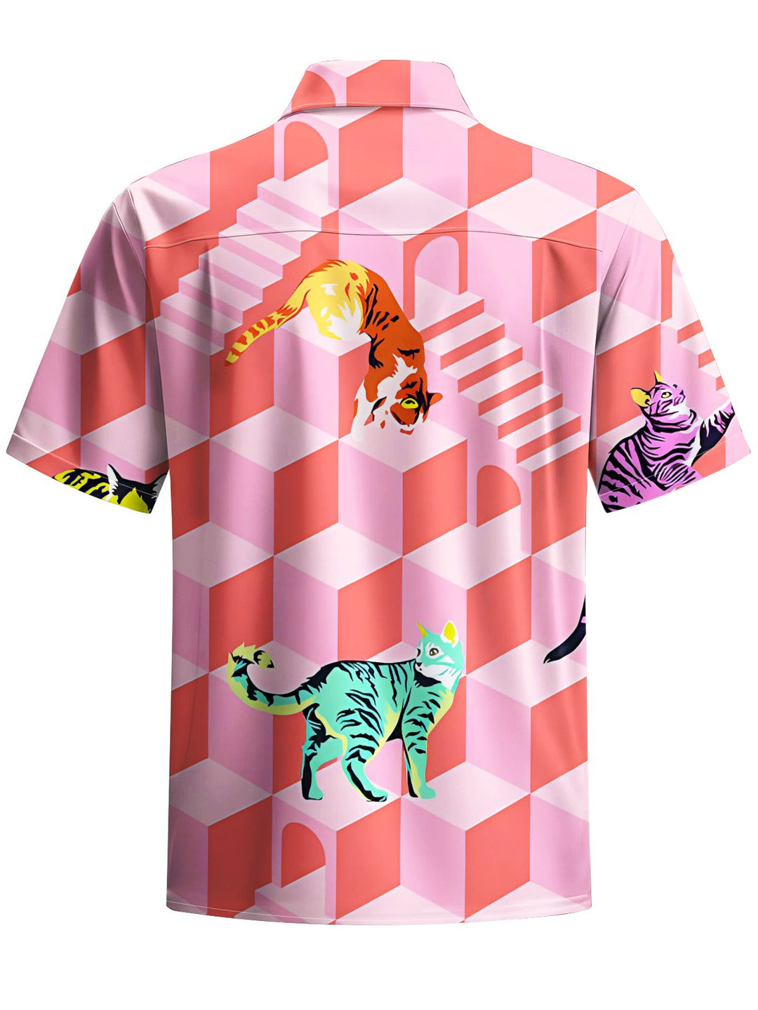 Alohadaddy® Casual Geometric Cat Art Print Moisture Wicking Men&