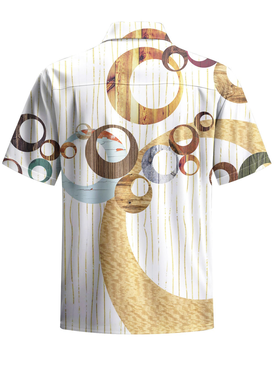 Alohadaddy® Casual Stripe Geometric Art Print Chest Pocket Men&