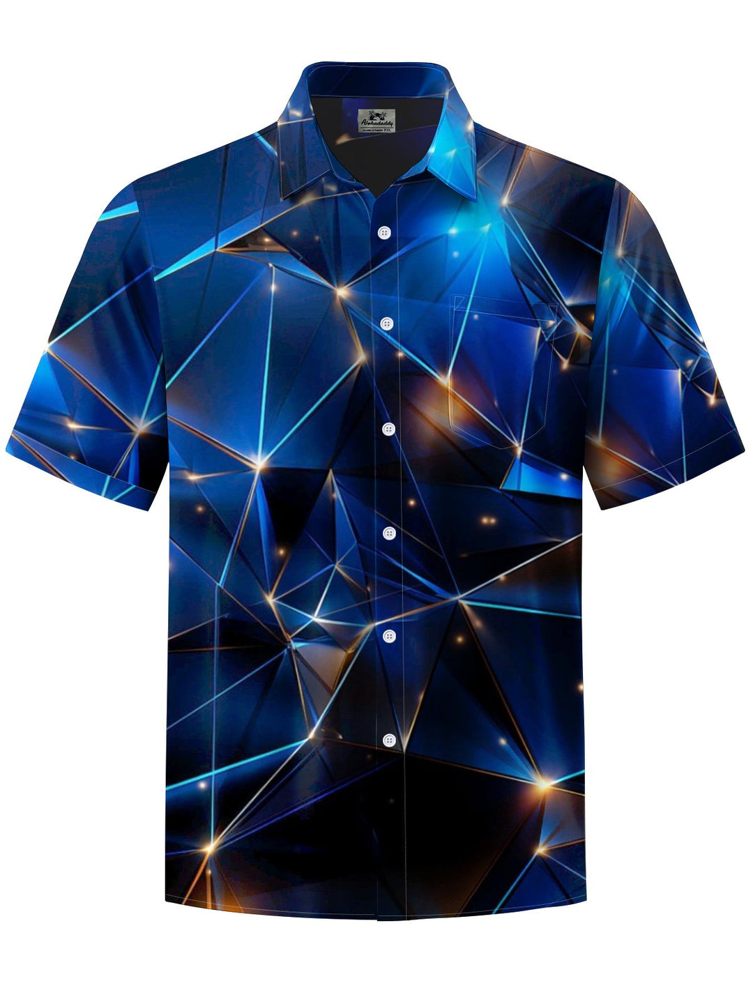 Alohadaddy® Casual Geometric Art Print Chest Pocket Men&