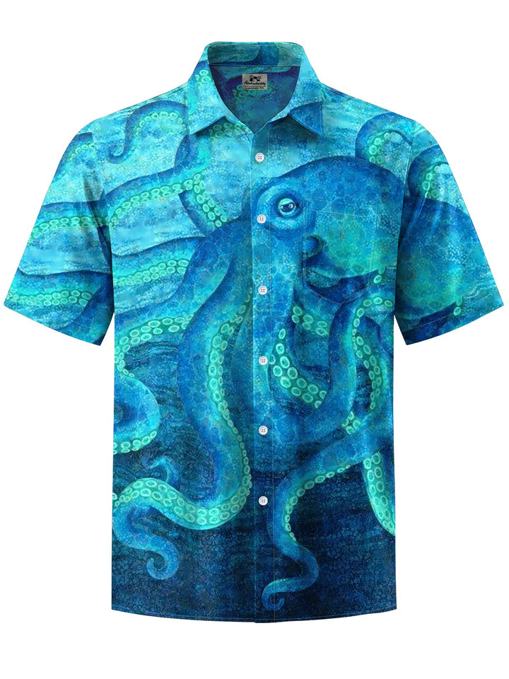 Alohadaddy® Hawaiian Octopus Art Print Chest Pocket Men&