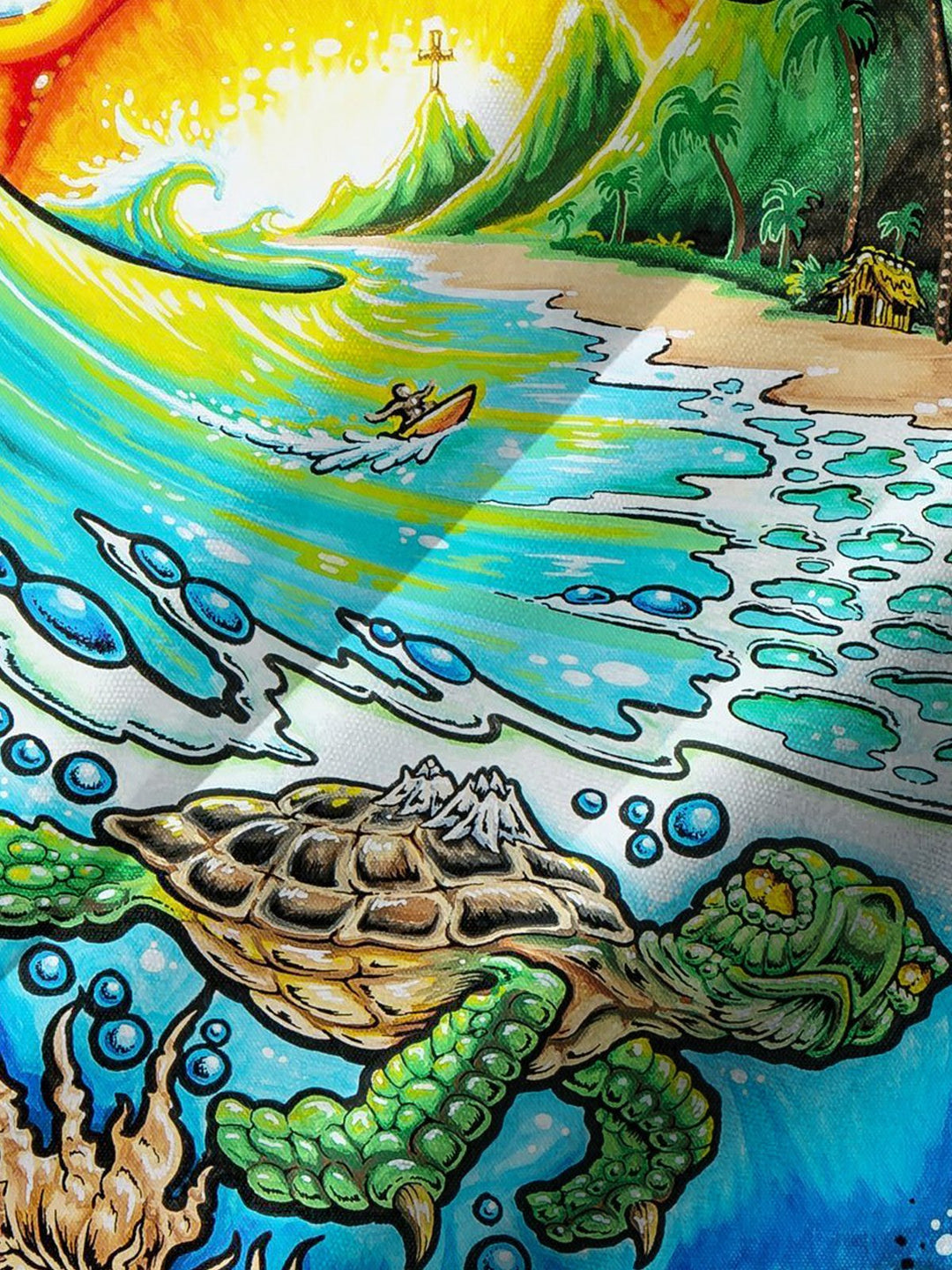 Alohadaddy® Hawaiian Sunset Beach Vacation Art Print Chest Pocket Men&