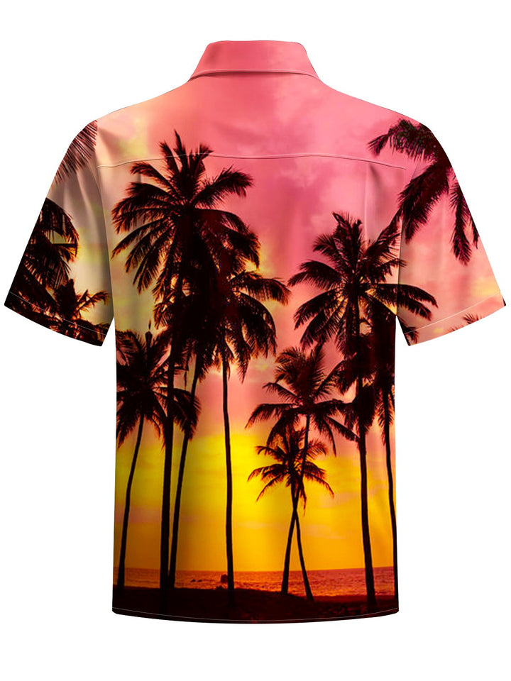 Alohadaddy® Hawaiian Coconut Tree Art Print Chest Pocket Men&