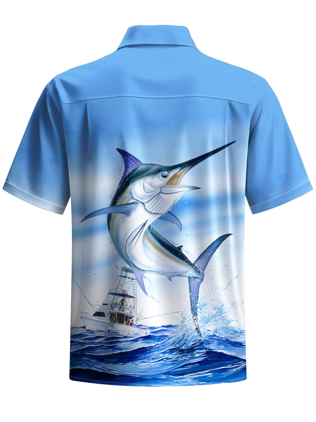 Alohadaddy® Hawaiian fish and sailboat print with chest pocket for men&