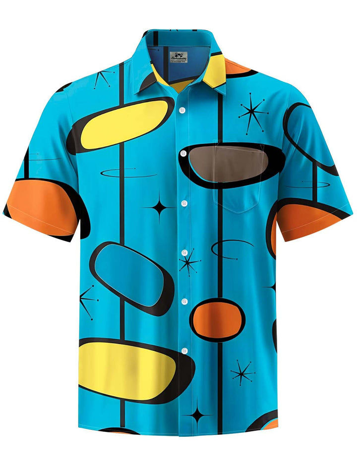 Alohadaddy® Vintage Geometric Art Print Chest Pocket Men&