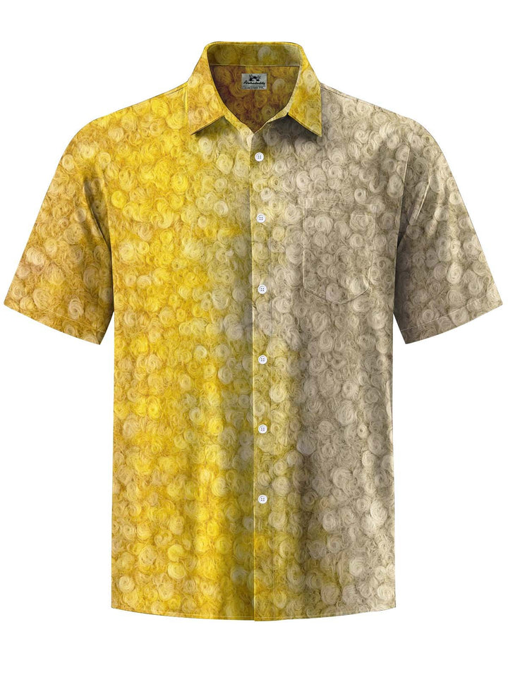 Alohadaddy® Casual Ombre Textured Printed Artwork Chest Pocket Stretch Men&