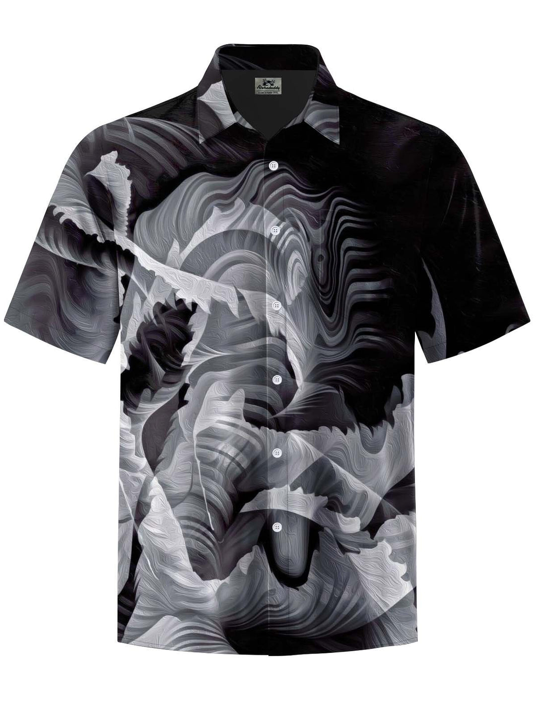 Alohadaddy® Casual Abstract Art Print Chest Pocket Stretch Men&