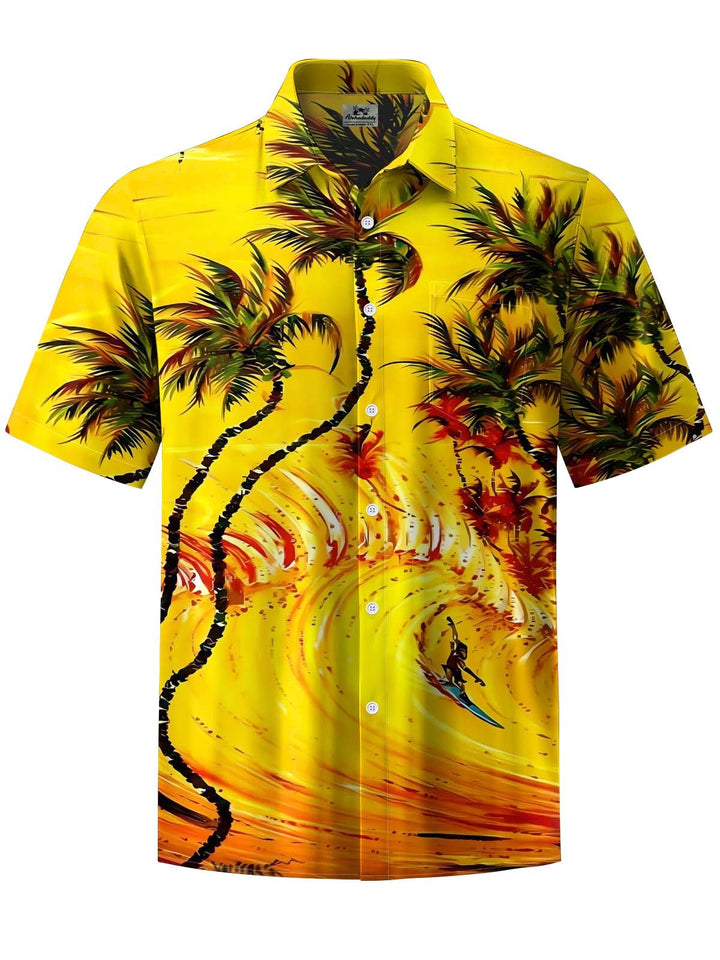 Alohadaddy® Hawaiian Surf Palm Tree Art Print Pocket Stretch Men&