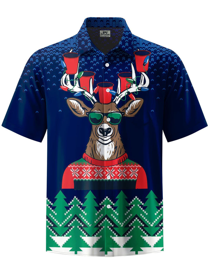 Alohadaddy® Holiday Christmas Elk Print Art Pocket Stretch Men&