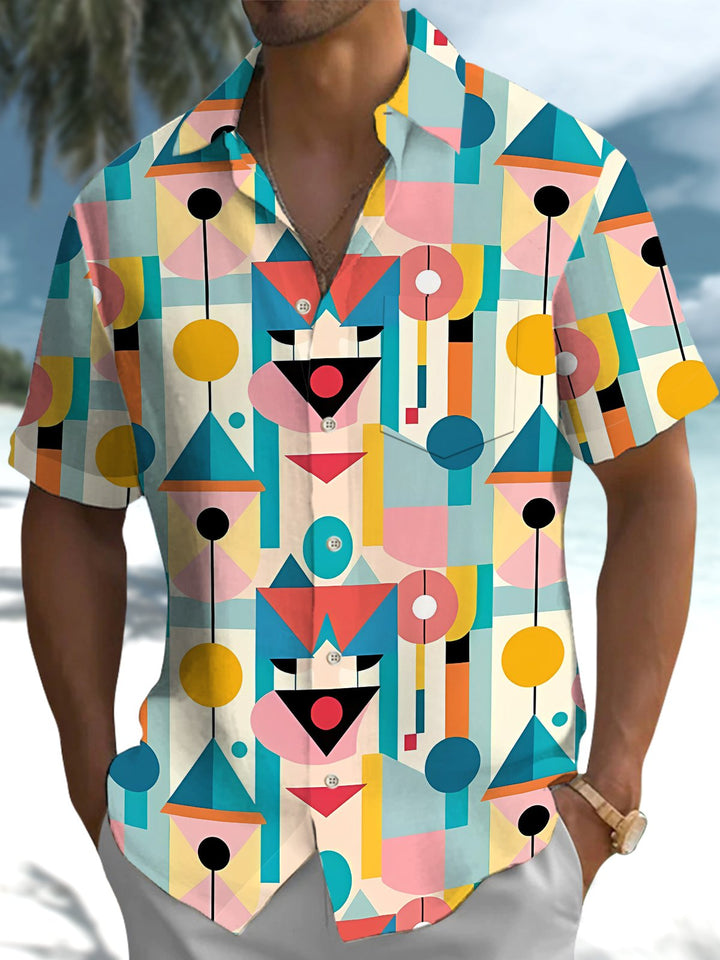 Alohadaddy® Casual Geometric Art Print Pocket Stretch Men&