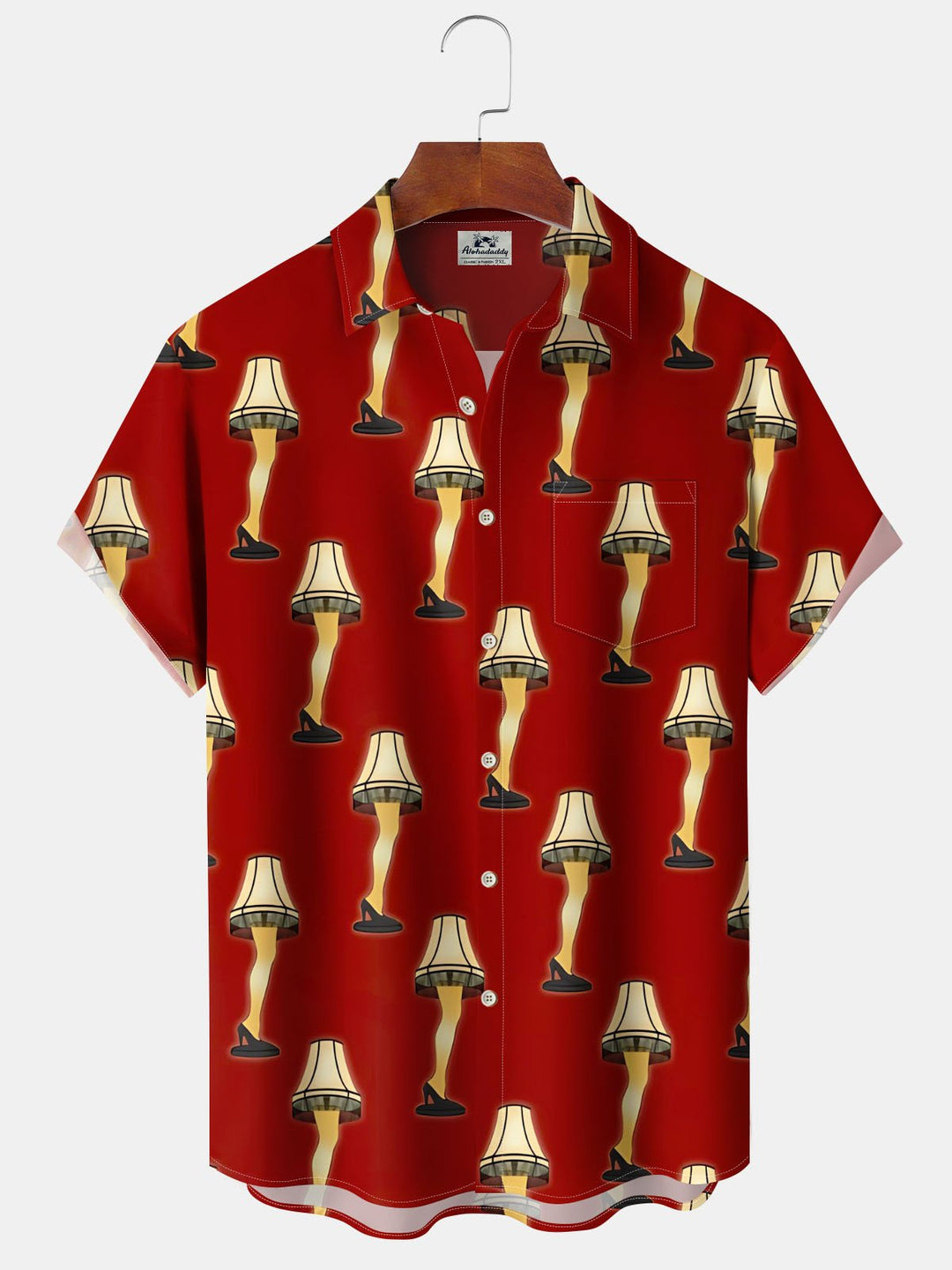 Alohadaddy® Christmas Leg Light Print Pocket Elastic Button Closure Men&