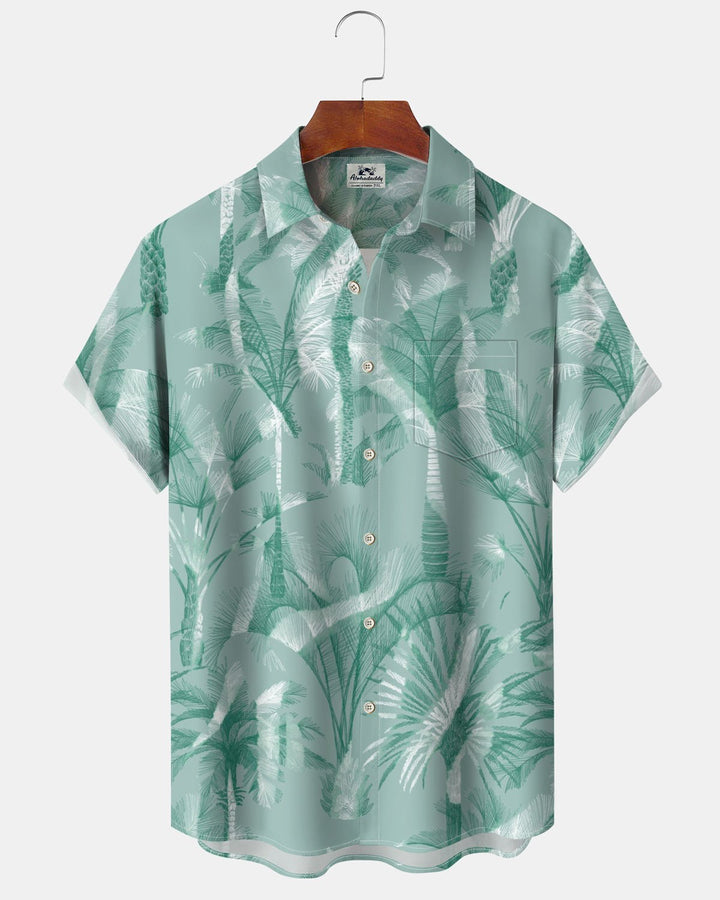 Alohadaddy® Hawaiian Leaf Print Art Button Cardigan with Pockets Men&
