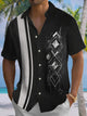 Alohadaddy Casual Collection Moisture-wicking Stripes Print Chest Pocket Stretch Oversized Hawaiian Short Sleeve Shirt