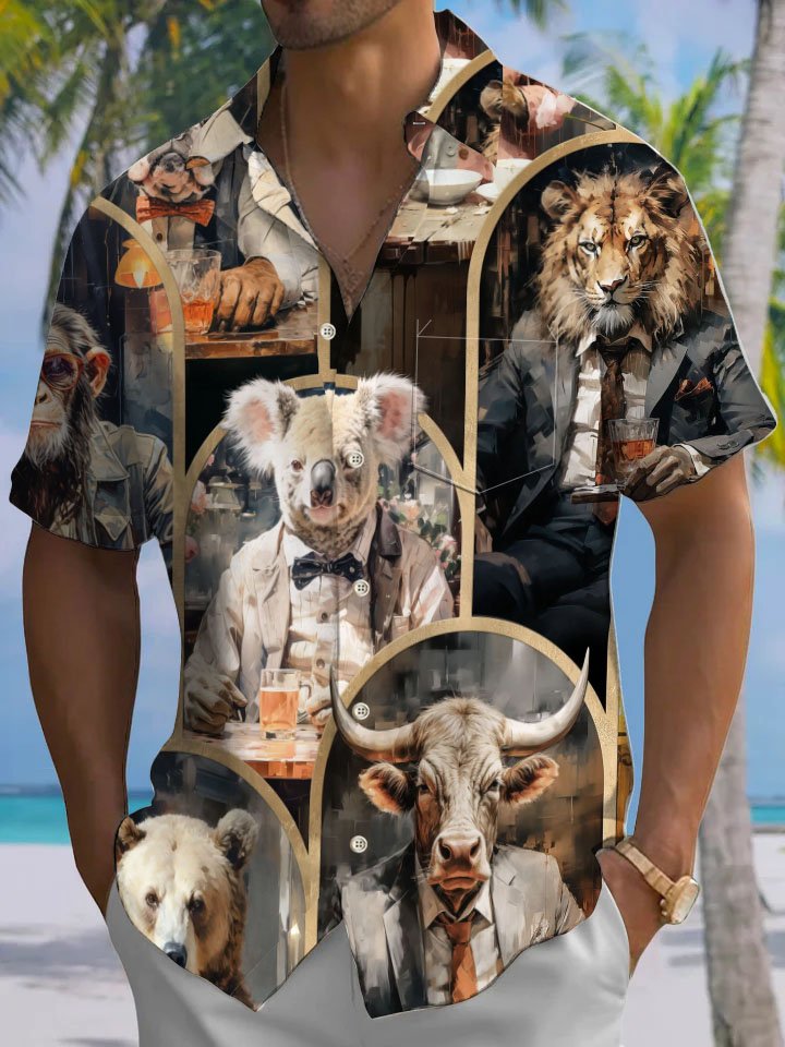 Alohadaddy® Retro Animal Suit Print Moisture-wicking Men&