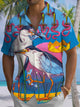 Alohadaddy® Vintage Bird Print Chest Pocket Men's Short Sleeve Shirt Big & Tall