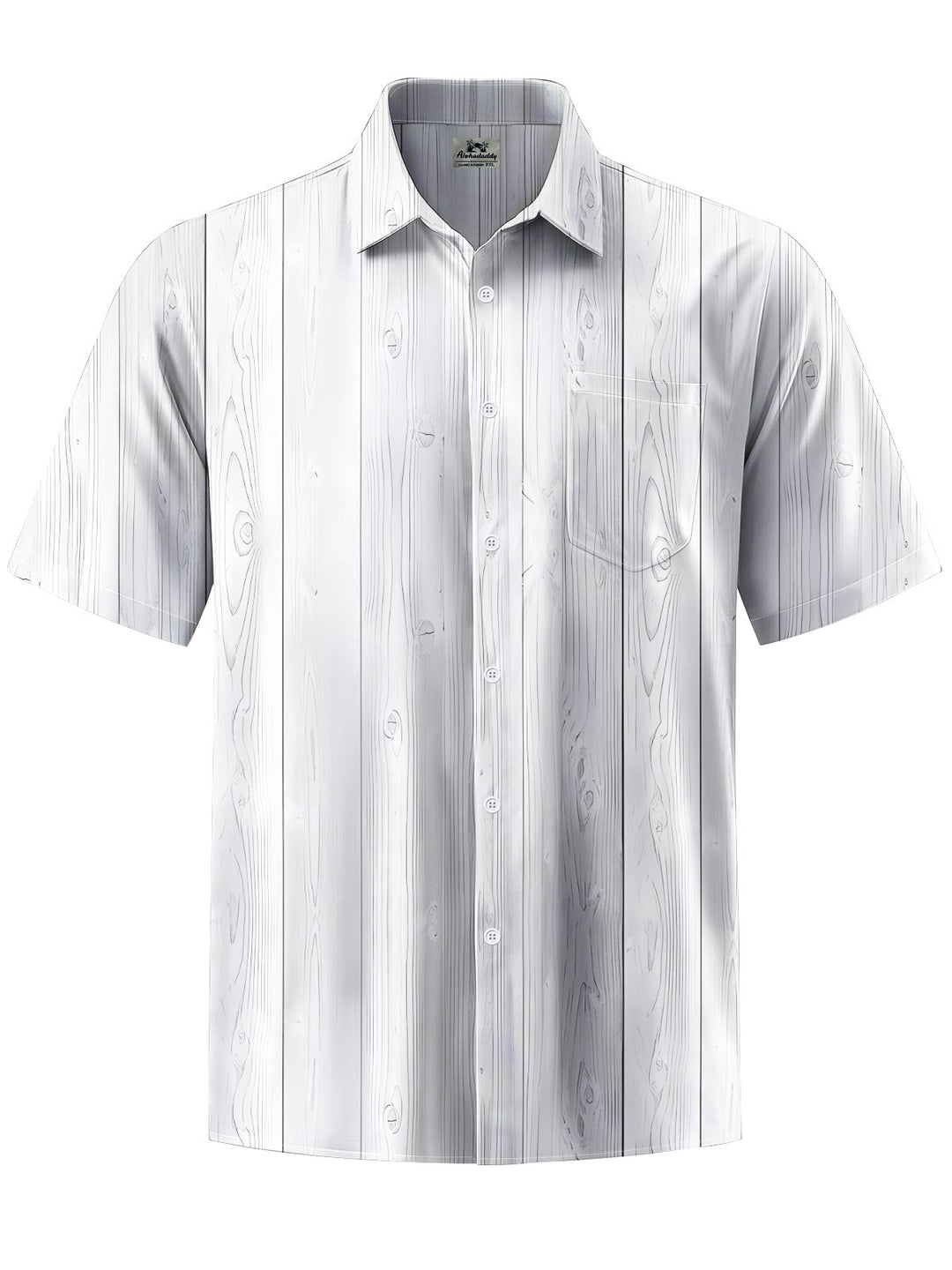 Alohadaddy® Casual Wood Grain Print Art Chest Pocket Men&