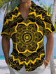Alohadaddy® Vintage Geometric Flower Art Print Chest Pocket Mens Short Sleeve Shirt Big & Tall