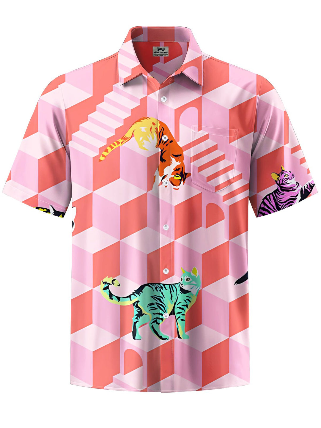 Alohadaddy® Casual Geometric Cat Art Print Moisture Wicking Men&