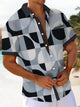 Alohadaddy® Casual Geometric Art Print Moisture Wicking Mens Short Sleeve Shirt Big & Tall
