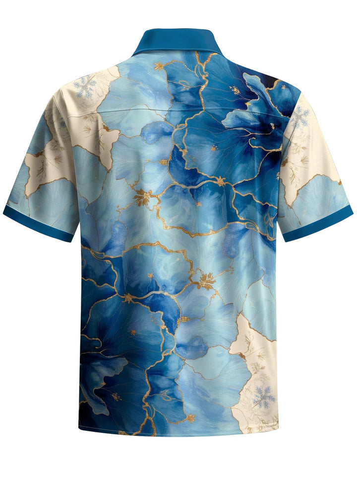 Alohadaddy® Hawaii Ombre Floral Art Print Chest Pocket Mens Short Sleeve Shirt Big &amp; Tall
